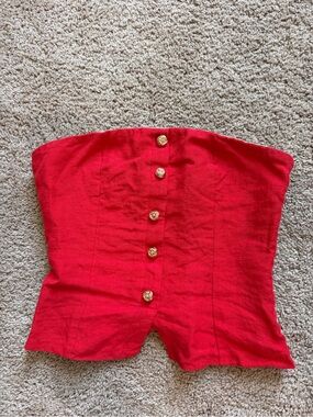 Olivaceous Red Strapless Corset Top
